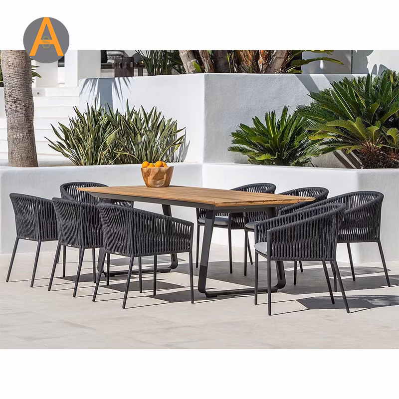 Stylish Contemporary Rope Patio Villa Apartment Restaurant Webbing Dining Set for Indoor and Outdoor Use