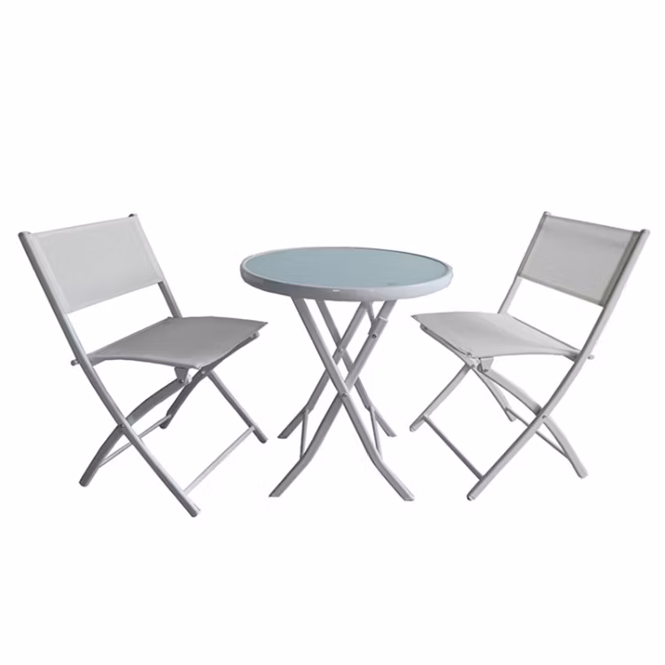 Metal Furniture Metal Frame Bistro Dining Folding Chair Garden Table Set