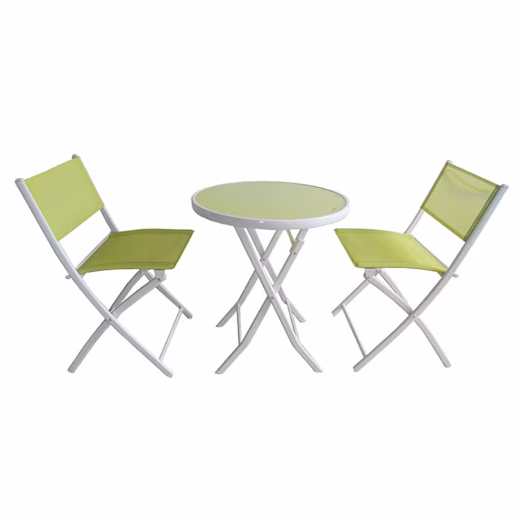 Metal Furniture Metal Frame Bistro Dining Folding Chair Garden Table Set