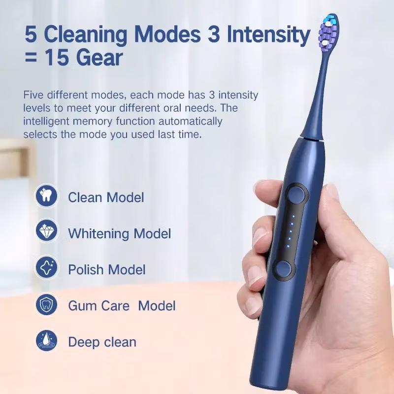 OEM Sonic Electric Toothbrush for Adults with Super Cleaning / 5 Modes / 45000 Vpm / Lasting 100 Days Power Rechargeable Toothbrush with UVC-LED Travel Case
