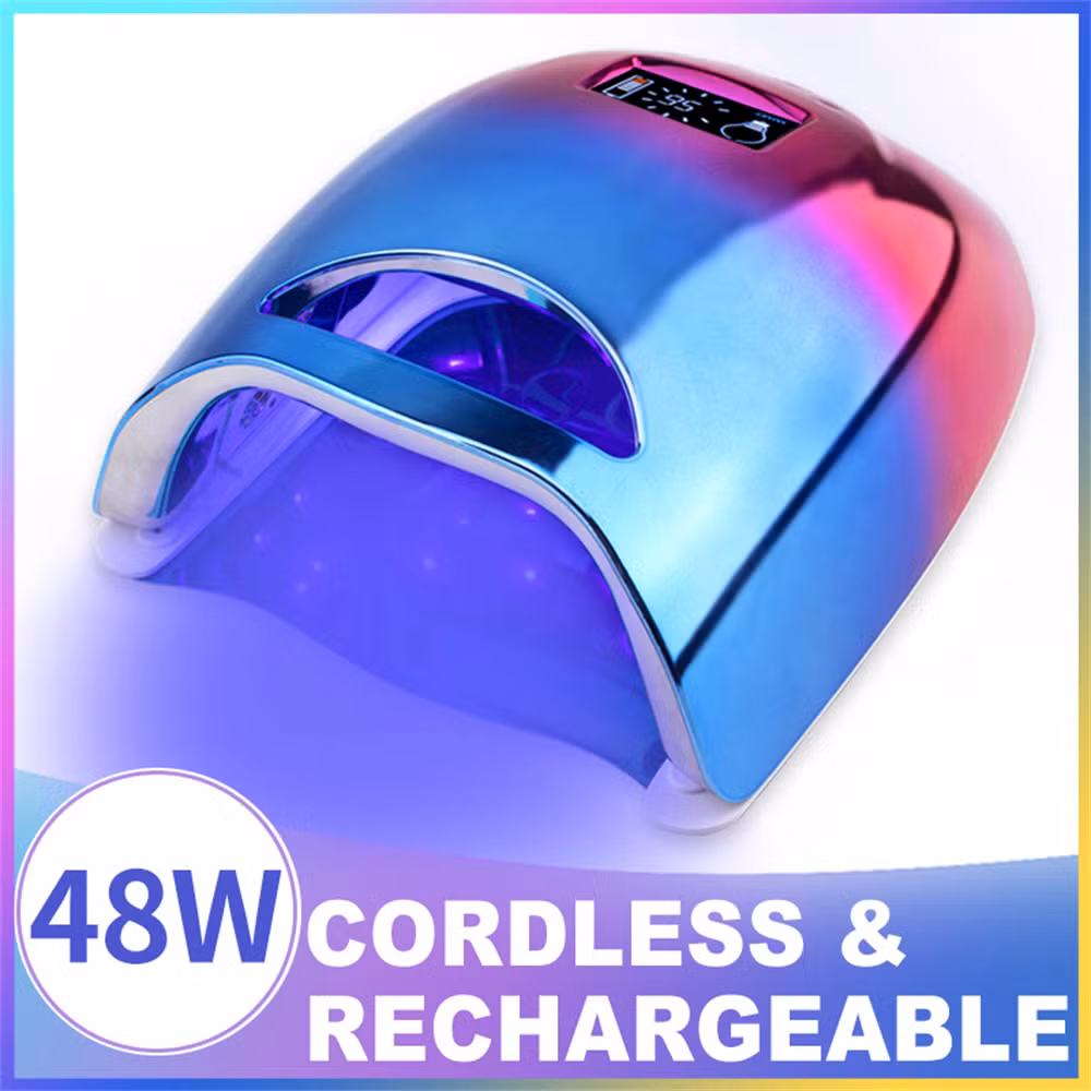 48W UV LED Nail Lamp with 20 PCS LEDs for Curing Gel Nails Rechargeable Cordless Nail Lamp