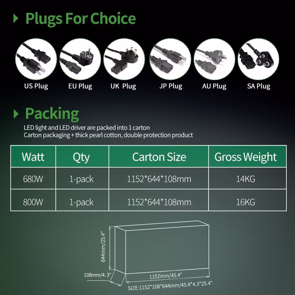 Samsung Lm301b Custom UV IR Foldable LED Plant Light Full Spectrum 320W 680W 800W LED Grow Light for Greenhouse Growing