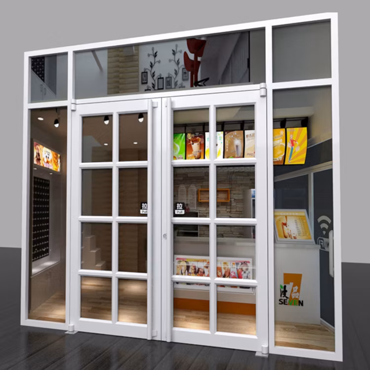 Cheap Exterior Metal/Aluminum/Aluminium Commercial/ Storefront /Front/Shop Hinges Entrance/Entry Swing/Glass Windows and Doors Price with Double Tempered Glass