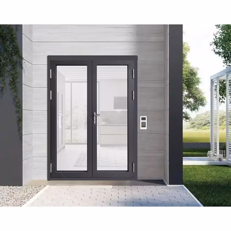 Aluminum Exterior Double Glass French Entry Door Swing Casement Door