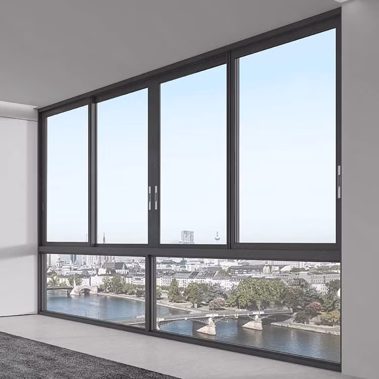 PA Soundproof Double Glazed Insulated Aluminum Tempered Glass Sliding Window PVC Sliding Windows with Security Grill