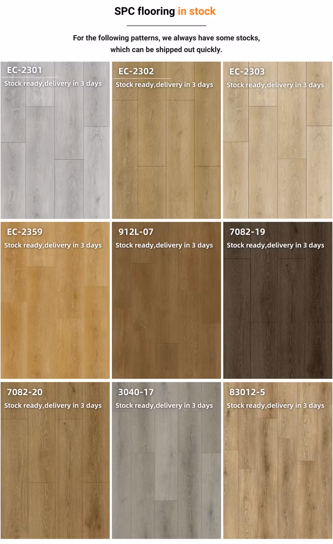Indoor Waterproof 4mm/5mm/6mm/8mm Wood/Grain Rigid/Core PVC/Plastic Plank Interlocking Click/Lock Spc Vinyl Flooring