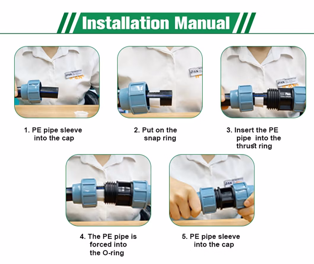 Ifan Agriculture Water Irrigation System Quick Connector PP Compression Fittings HDPE Pipe Fitting