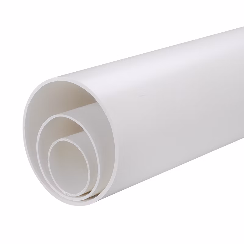 White Large-Diameter PVC Plastic Building Engineering Construction Drain Pipes and Tubes 50mm*2mm