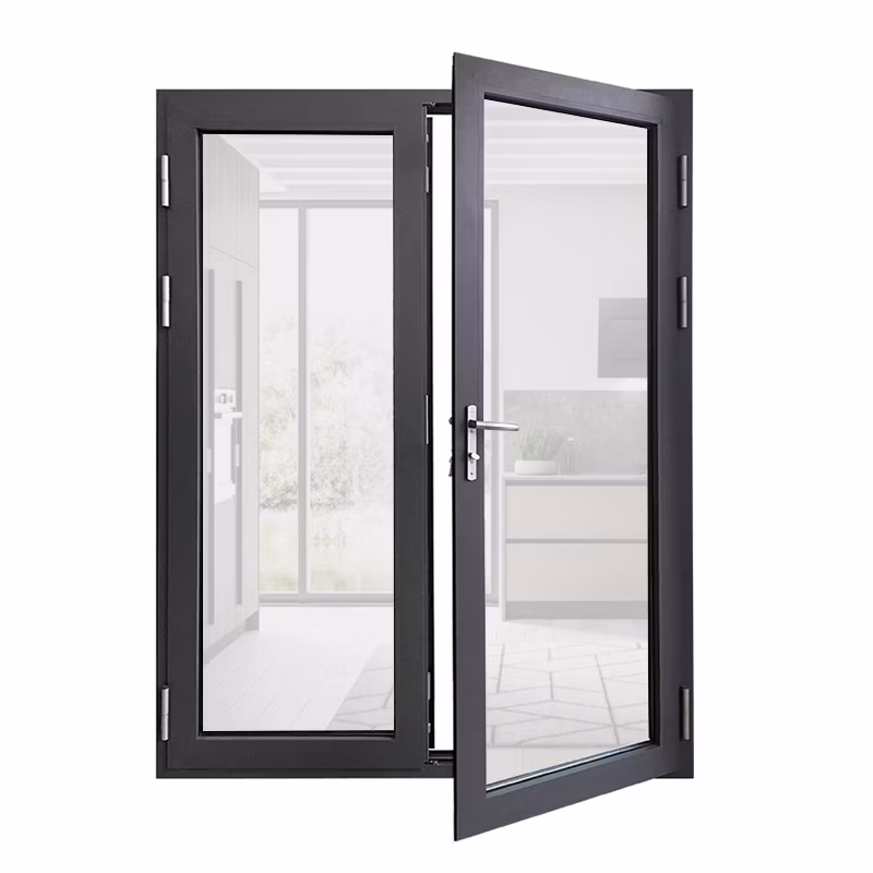 Aluminum Exterior Double Glass French Entry Door Swing Casement Door