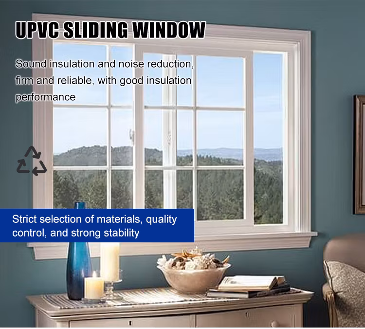 White Color Hot Sale Double Glass UPVC/PVC Sliding Windows