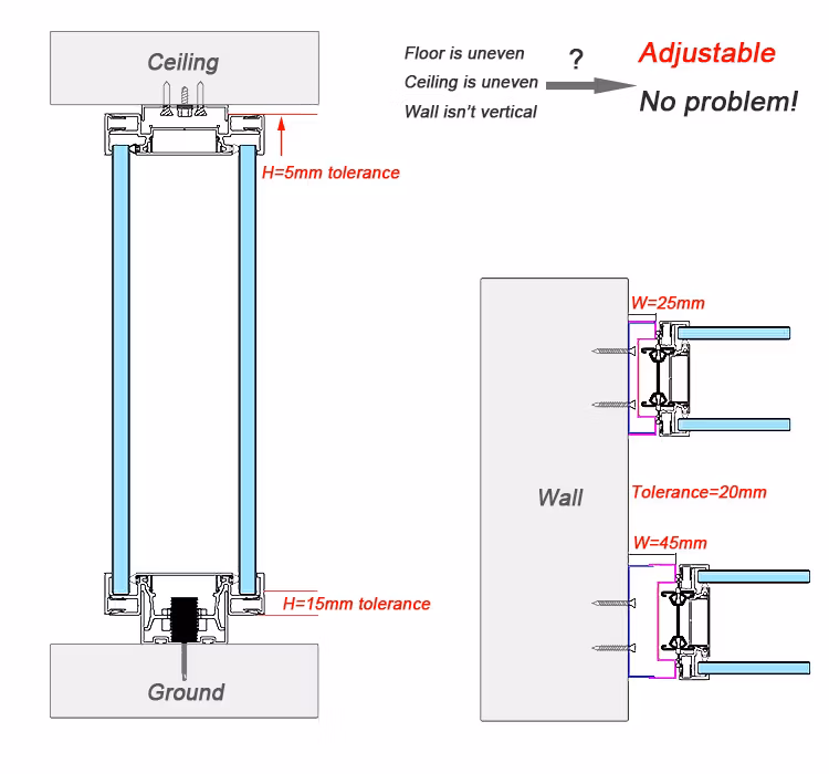 Relocatable Modular Aluminum Glass and MDF Chip Board Partition Wall System with Built-in Doors for Office