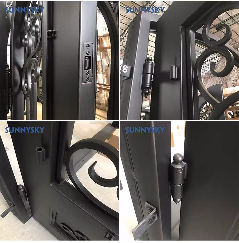 New Design High Quality House Villa French Style Cast Wrought Iron Double Entry Doors From Foshan