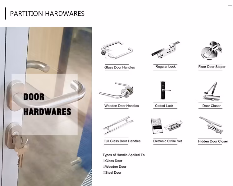 Modern Design Glass Commercial Window &amp; Door Steel Lobby Partition Design Office Full Height Glass Wall Division