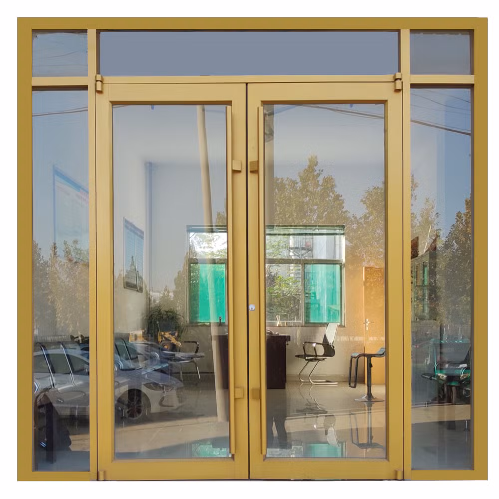 Cheap Exterior Metal/Aluminum/Aluminium Commercial/ Storefront /Front/Shop Hinges Entrance/Entry Swing/Glass Windows and Doors Price with Double Tempered Glass