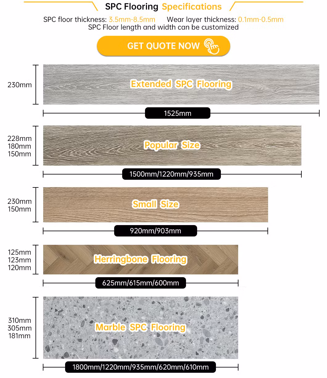 4mm/5mm/6mm/7mm/8mm/9mm/10mm Waterproof Luxury PVC/Plastic Vinyl Plank Tiles Interlock/Click Wood Grain Spc Flooring/ Floor