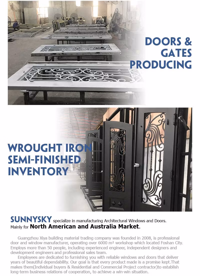 New Design High Quality House Villa French Style Cast Wrought Iron Double Entry Doors From Foshan