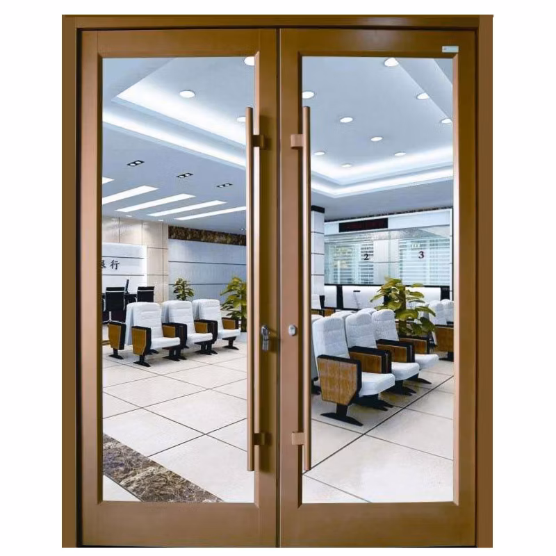 Cheap Exterior Metal/Aluminum/Aluminium Commercial/ Storefront /Front/Shop Hinges Entrance/Entry Swing/Glass Windows and Doors Price with Double Tempered Glass