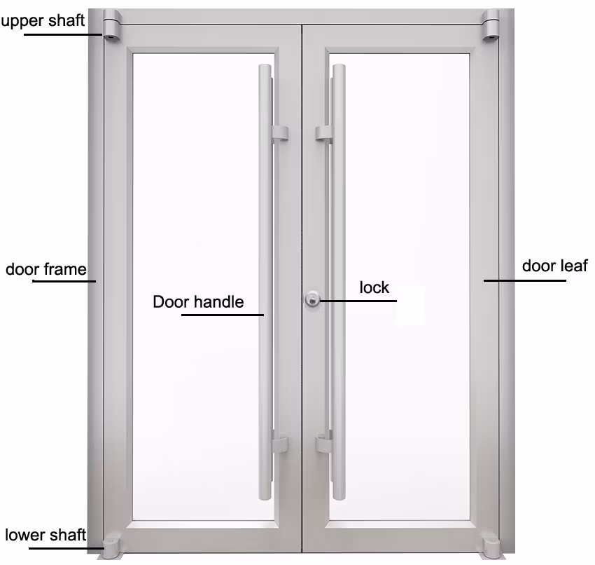 Cheap Exterior Metal/Aluminum/Aluminium Commercial/ Storefront /Front/Shop Hinges Entrance/Entry Swing/Glass Windows and Doors Price with Double Tempered Glass