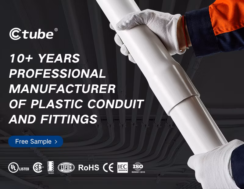 Ctube CT-Sch40 Schedule 40 PVC Conduit Trusted-Manufacturer UL651 FT4-Fire-Rated 2-1/2&quot; Electrical Conduits