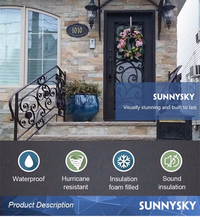 New Design High Quality House Villa French Style Cast Wrought Iron Double Entry Doors From Foshan