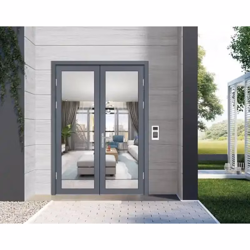 Aluminum Exterior Double Glass French Entry Door Swing Casement Door