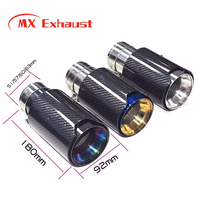 Performance Black Blue Carbon Fiber Single Stainless Steel Exhaust Muffler Tip Tail Pipe for B*MW