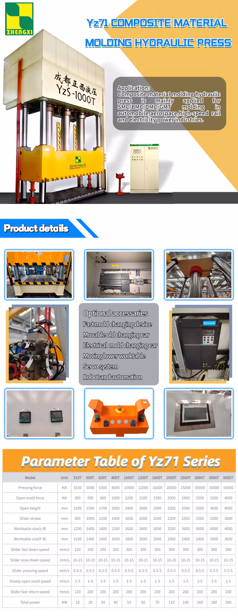 1000 Tons Hydraulic Press Machine BMC SMC Composite Molding Hydraulic Press