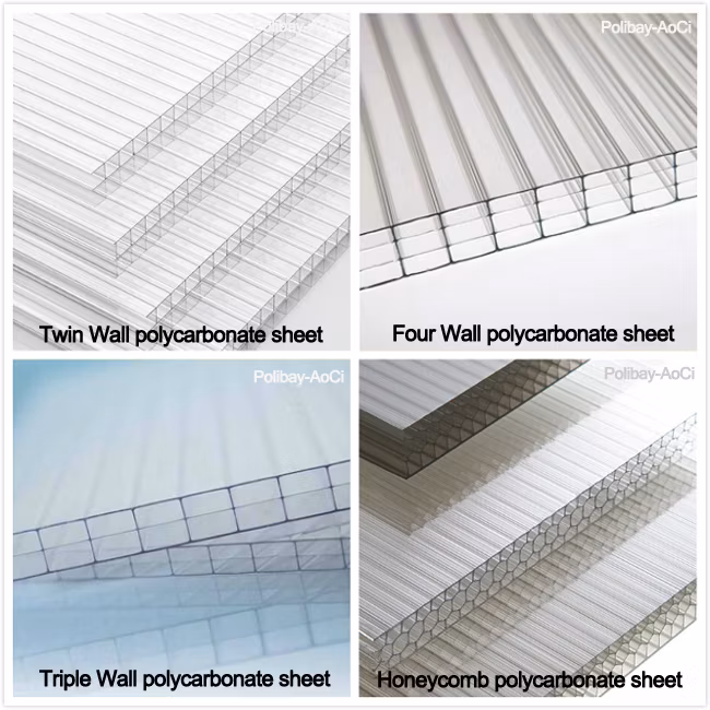 SGS Approved PC Polycarbonate Hollow Sheet Solid Sheet UV Coated Corrugated Sheet