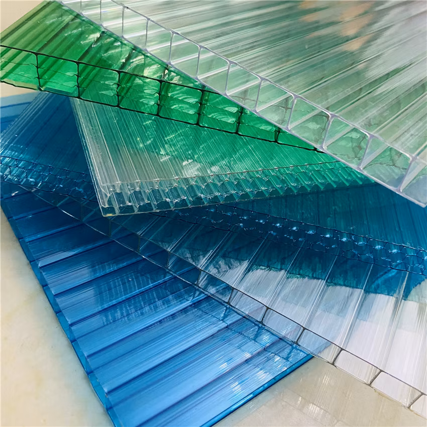 Hollow Polycarbonate Sheet Triple Wall Four Wall Multiwall UV Coating Greenhouse Roof PC Sheets 8mm 12mm