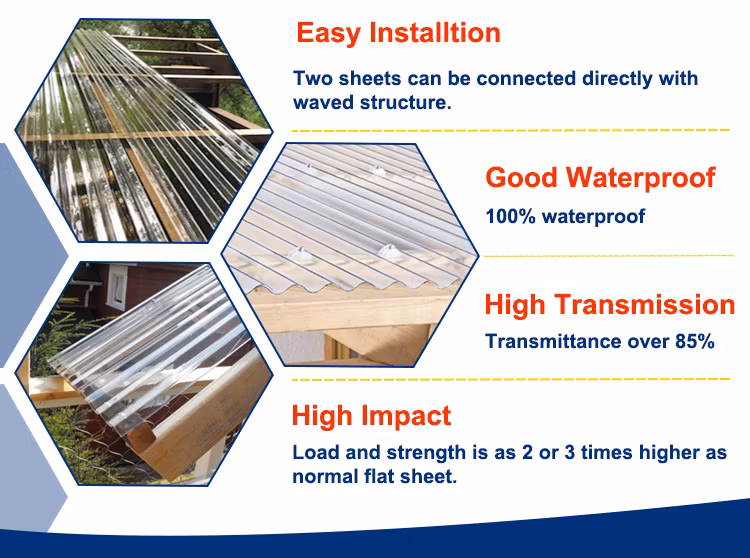 Customized Thickness Bronze and White Color Polycarbonate Solid Corrugated Rooding Sheet