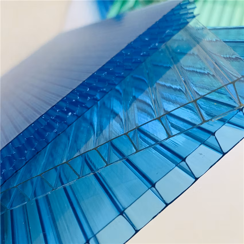 Hollow Polycarbonate Sheet Triple Wall Four Wall Multiwall UV Coating Greenhouse Roof PC Sheets 8mm 12mm