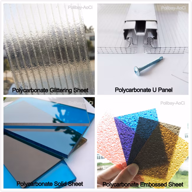 SGS Approved PC Polycarbonate Hollow Sheet Solid Sheet UV Coated Corrugated Sheet