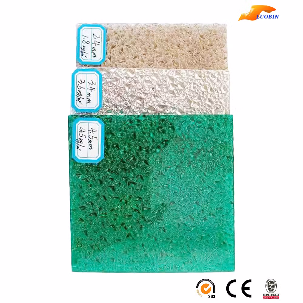3mm Decorative Colored UV Blocking Roofing Panel Diamond Polycarbonate Embossed Sheet