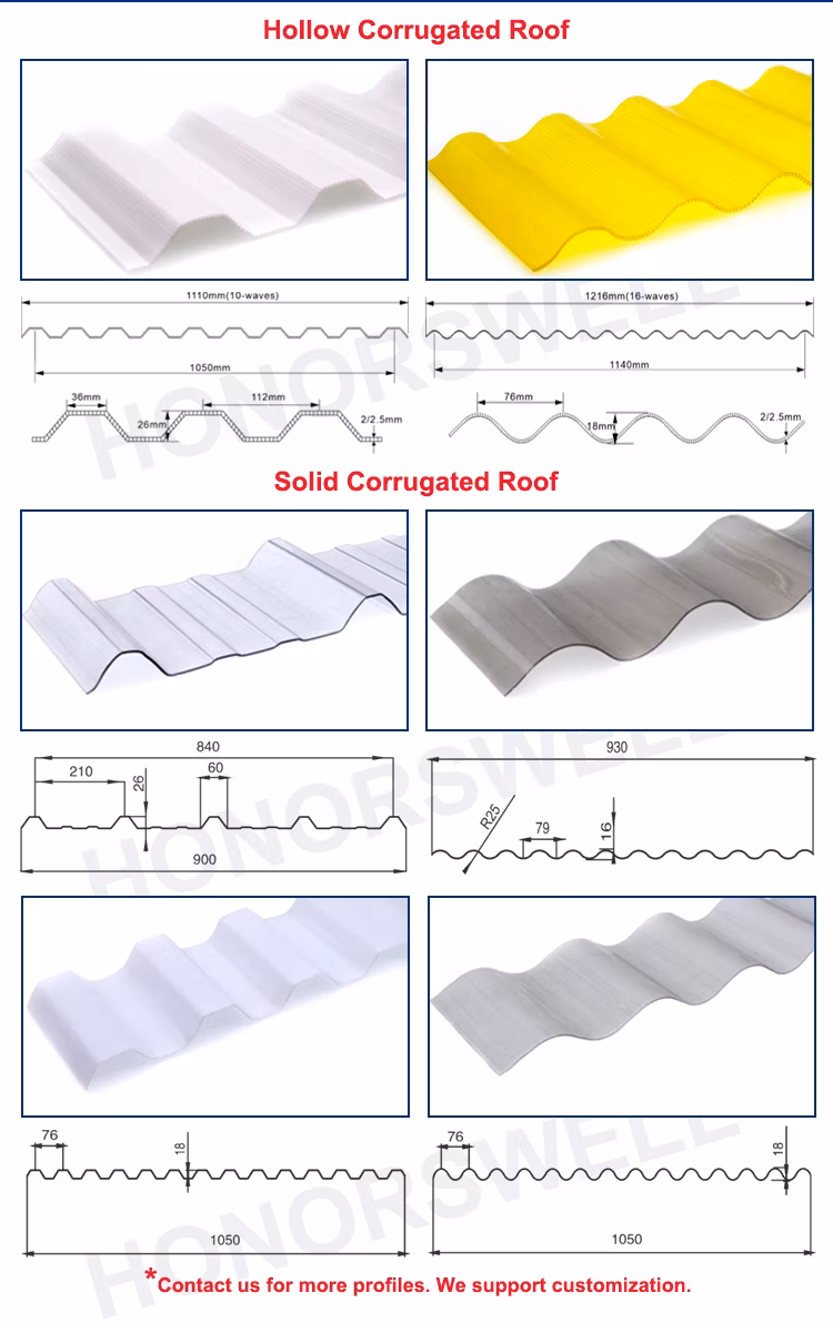 Customized Thickness Bronze and White Color Polycarbonate Solid Corrugated Rooding Sheet