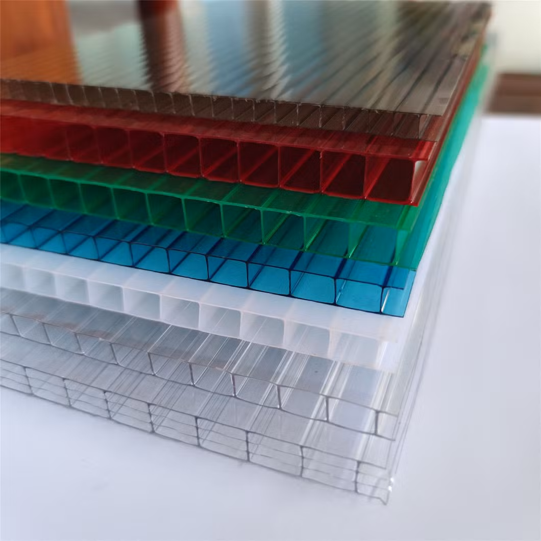 PC 6mm Plastic Roof Sheets High Quality Twin Triple Four Wall Polycarbonate Hollow Sheet for Greenhouse