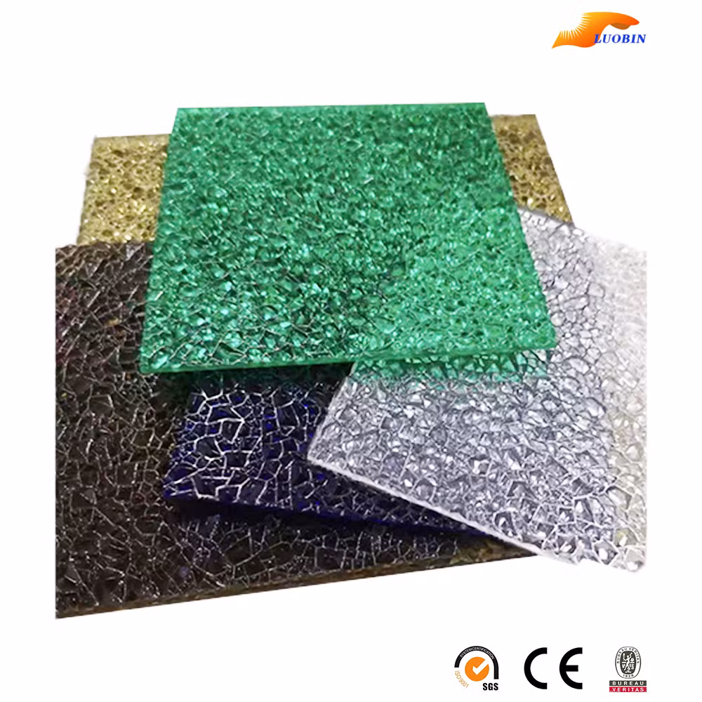 3mm Decorative Colored UV Blocking Roofing Panel Diamond Polycarbonate Embossed Sheet