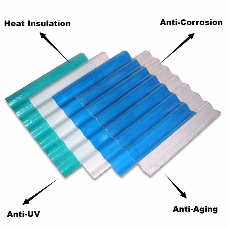 Colorful FRP Fiberglass Roof Tile Reinforced Plastic Translucent Corrugated Sunlight Roofing Sheet