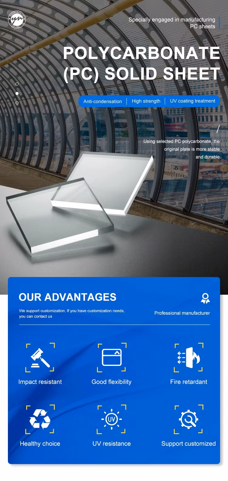 Factoy Price UV Blocking Solid Polycarbonate Sheet Embossed Panels