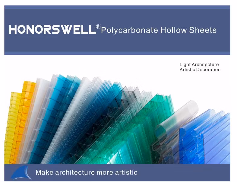 8mm 10mm Colorful Waterproof Windproof Anti UV PC Hollow Polycarbonate Sheet