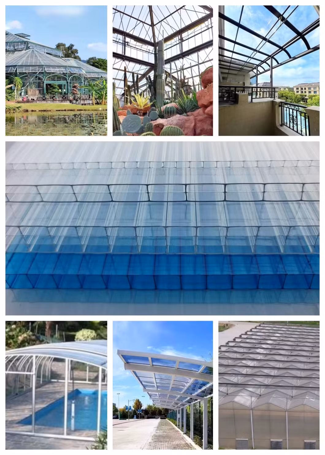 10mm-16mm Polycarbonate PC Sheet 3 Layers for Roof and Wall
