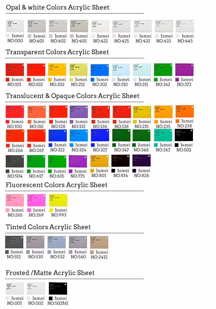Factory Price 100% Virgin Material Raw Color Acrylic Sheet for Decoration