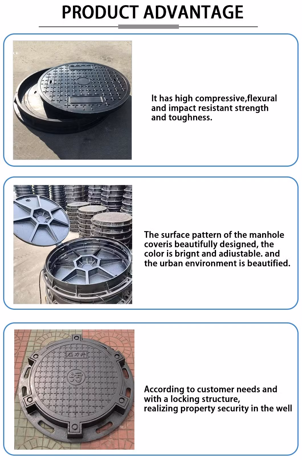Rain Water En124 D400 Casting Iron Ductile Foundry Manhole Cover