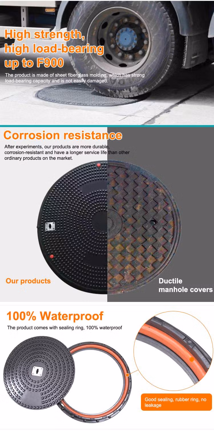 Square Plastic FRP/GRP Sewer Inspection Cover Composite Manhole Cover B125