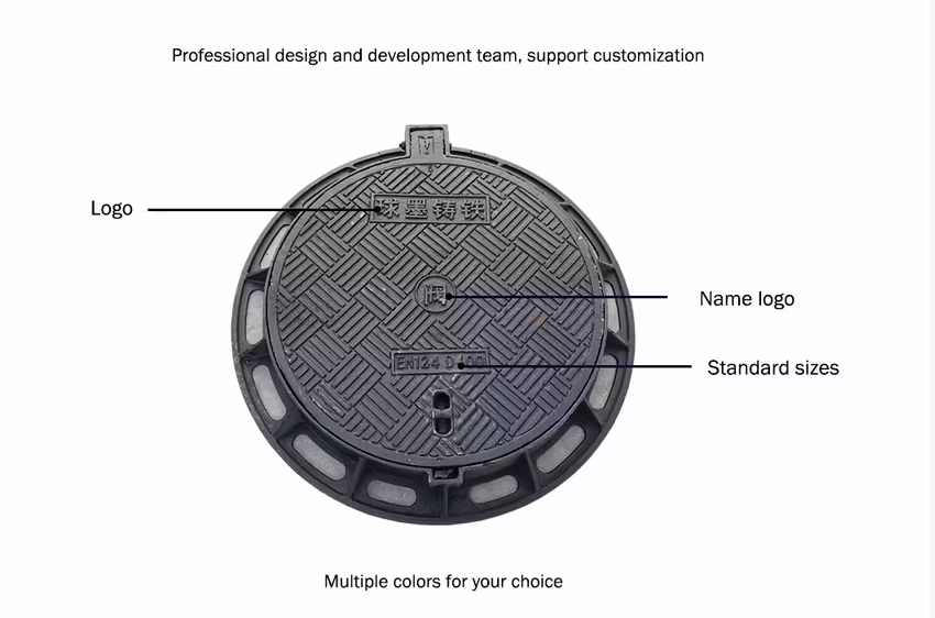 Round Cast Iron Manhole Cover En124D400 Manhole Cover Factory Casting Custom
