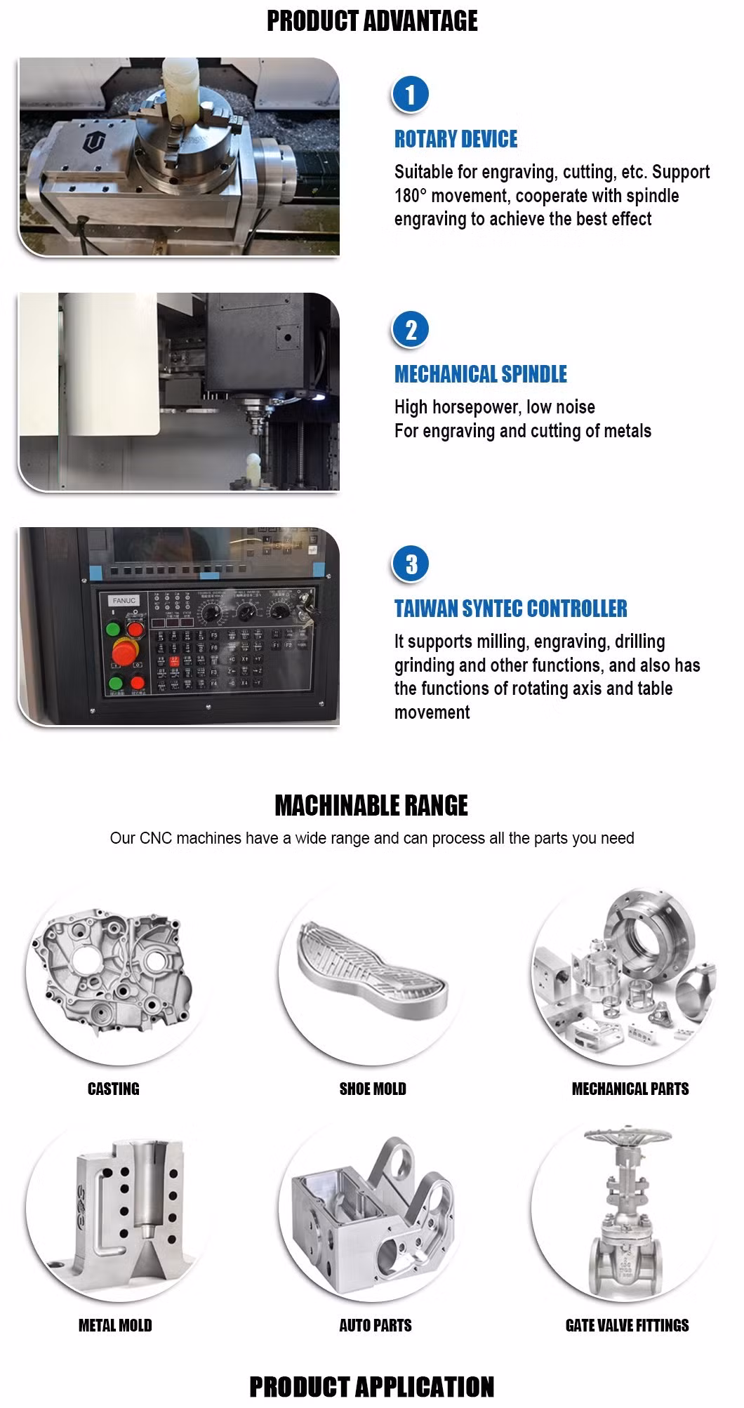 CNC Vertical (Bare) Machine/Machinery Tornos/Fresadora/Milling Center for Metal /Wood Cutting/Drilling/Router/Engraving/Turning Vmc850 Table Size 1000*500mm