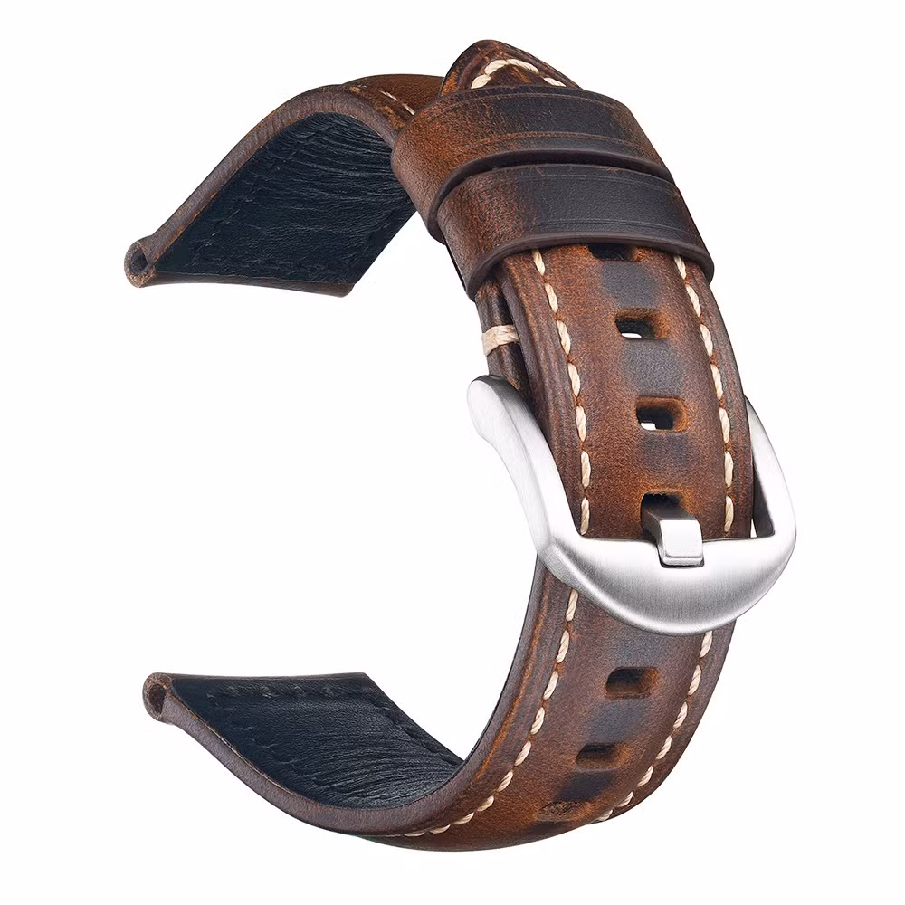 Fashion CE RoHS Optional Fashion Genuine Leather Vintage Style Watch Band 20 mm Leather Watch Straps Soft Leather Watch Strap