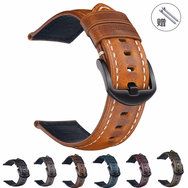 Fashion CE RoHS Optional Fashion Genuine Leather Vintage Style Watch Band 20 mm Leather Watch Straps Soft Leather Watch Strap