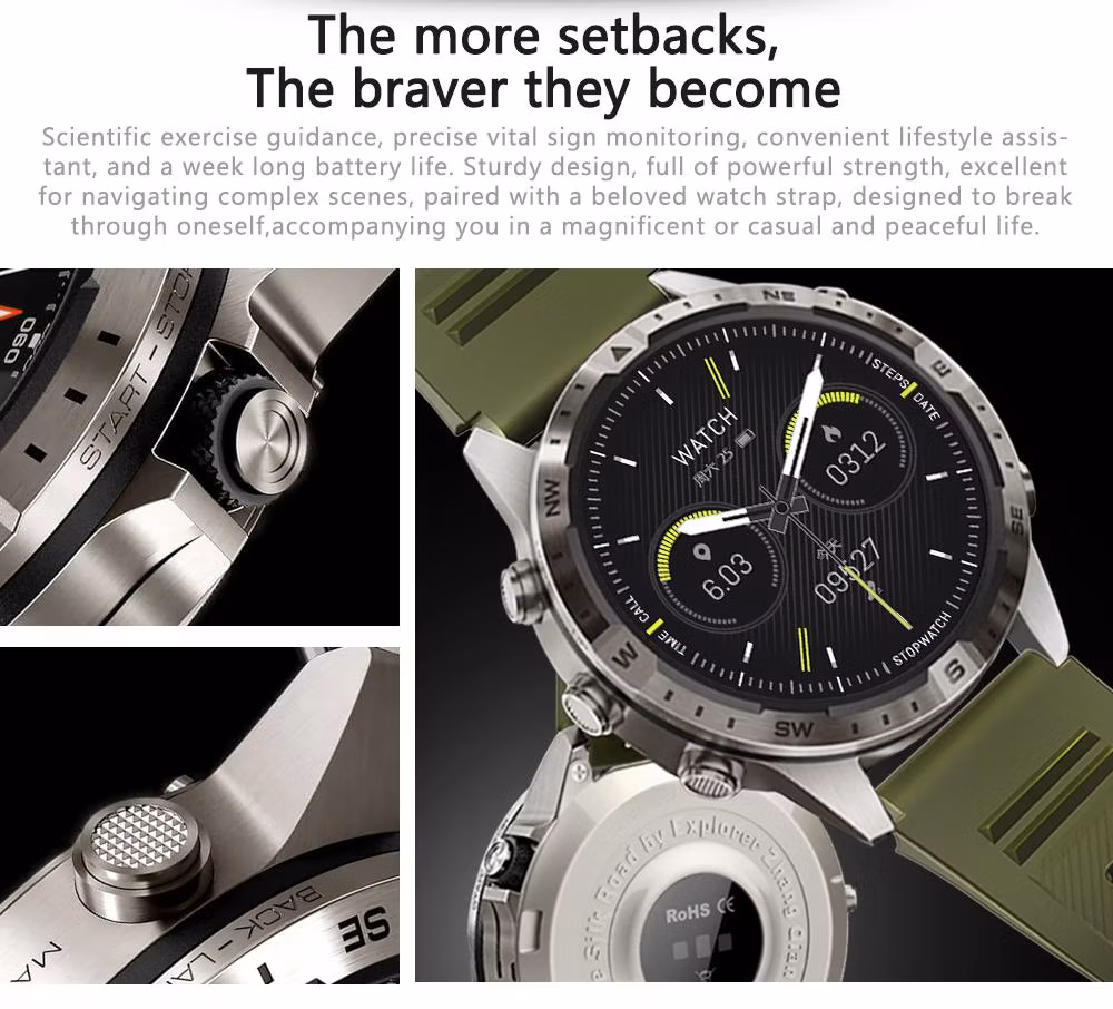 Fashionable Health Care Fitness Wrist Watch Smart Watch with Compass