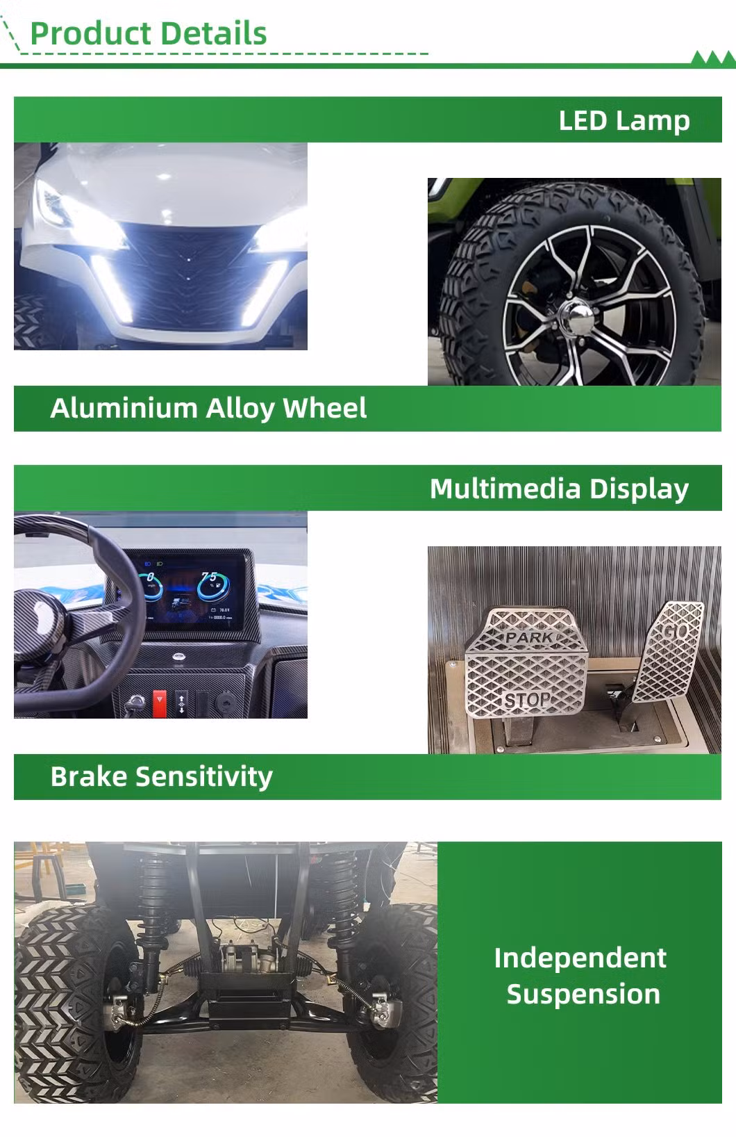 Electric Golf Cart 4 Seater Battery Powered Electric 4X4 Golf Cart with CE