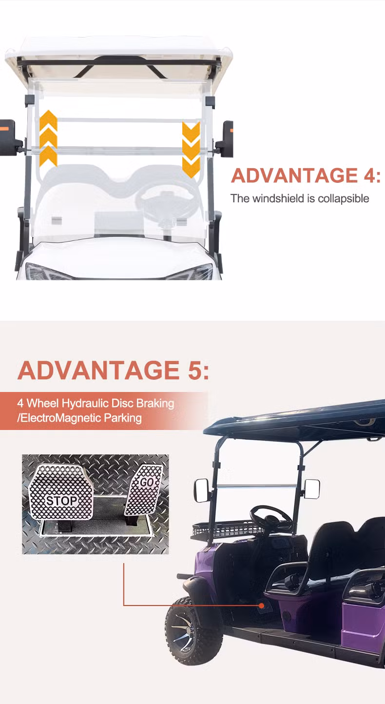 New Model, Popular Worldwide, Affordable Price, Reliable Quality, 6-Seater (4+2) off-Road Golf Cart